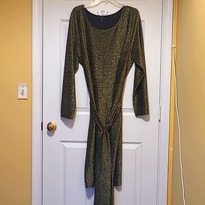 Gold Belted Column Dress